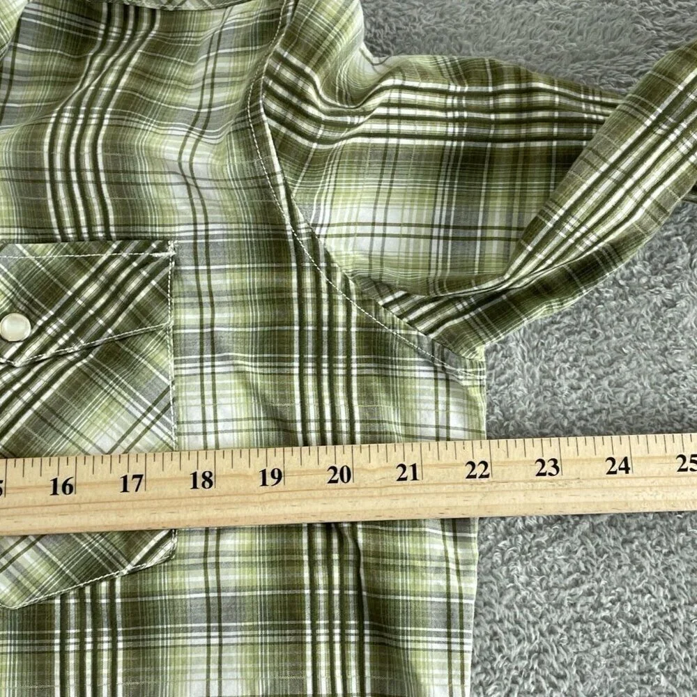Banana Republic Mens Slim Fit Plaid Long Sleeve Shirt Size L Green Cotton 2251